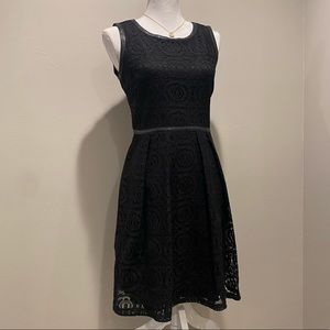 Lacey Little Black Dress with Faux Leather Details